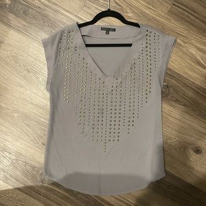 Gray / gold studded short sleeved top